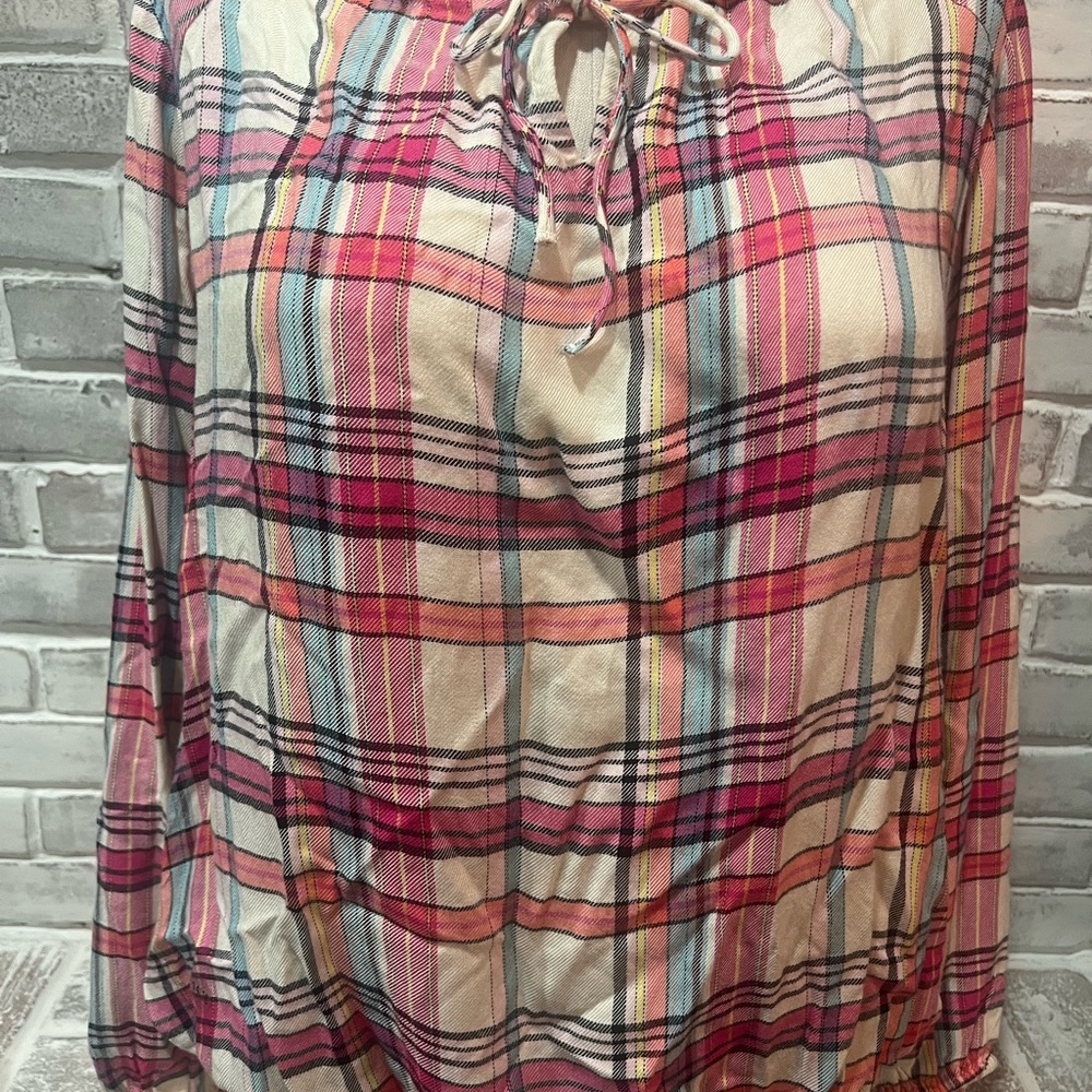 Lane Bryant Pink Plaid Blouse